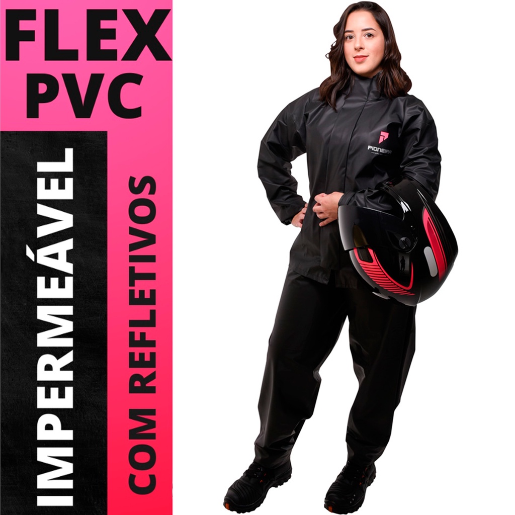 Capa De Chuva Proteção Motoqueiro Motociclista 100% Impermeavel Pioneira PVC Feminina