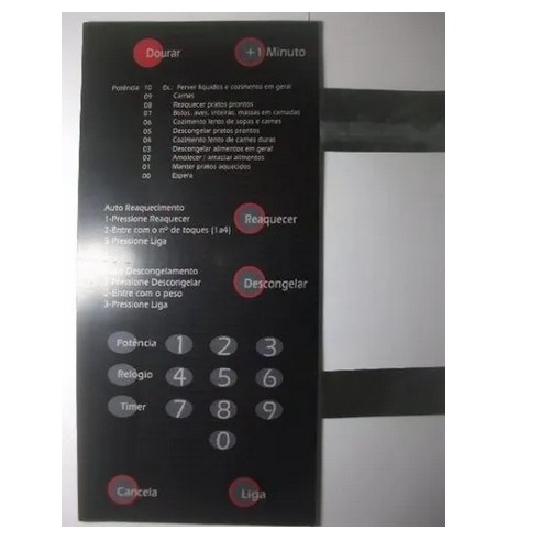 Membrana Teclado Forno Microondas Brastemp Bmp42 Prt C/dour