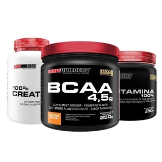 Kit BCAA Powder 4.5 250g, Creatina 100% 300g, Glutamina 300g - Bodybuilders