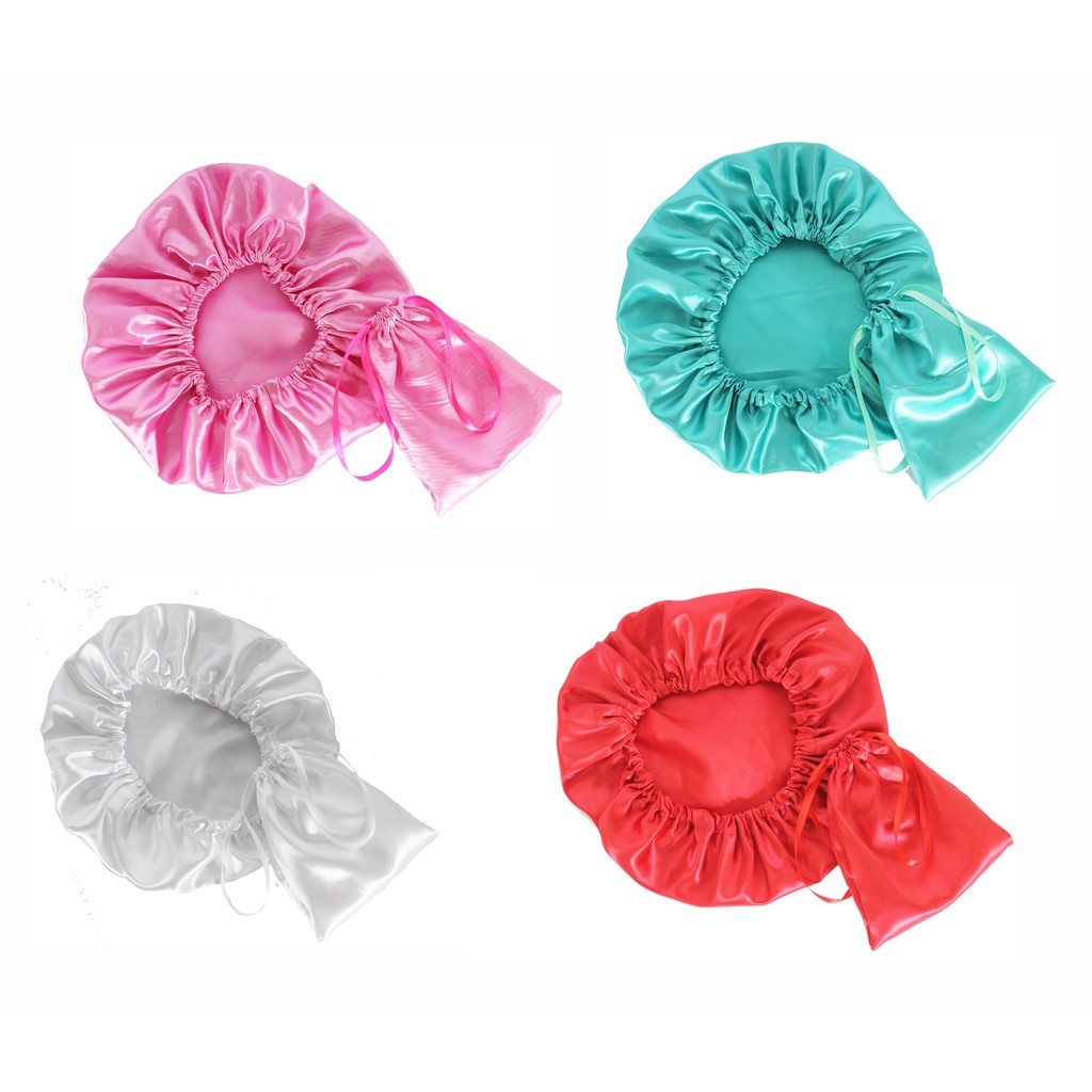 Touca de Cabelo de Cetim/Seda Cor Lisa / Touca Elástica Feminina para Dormir / Cuidar do Cabelo