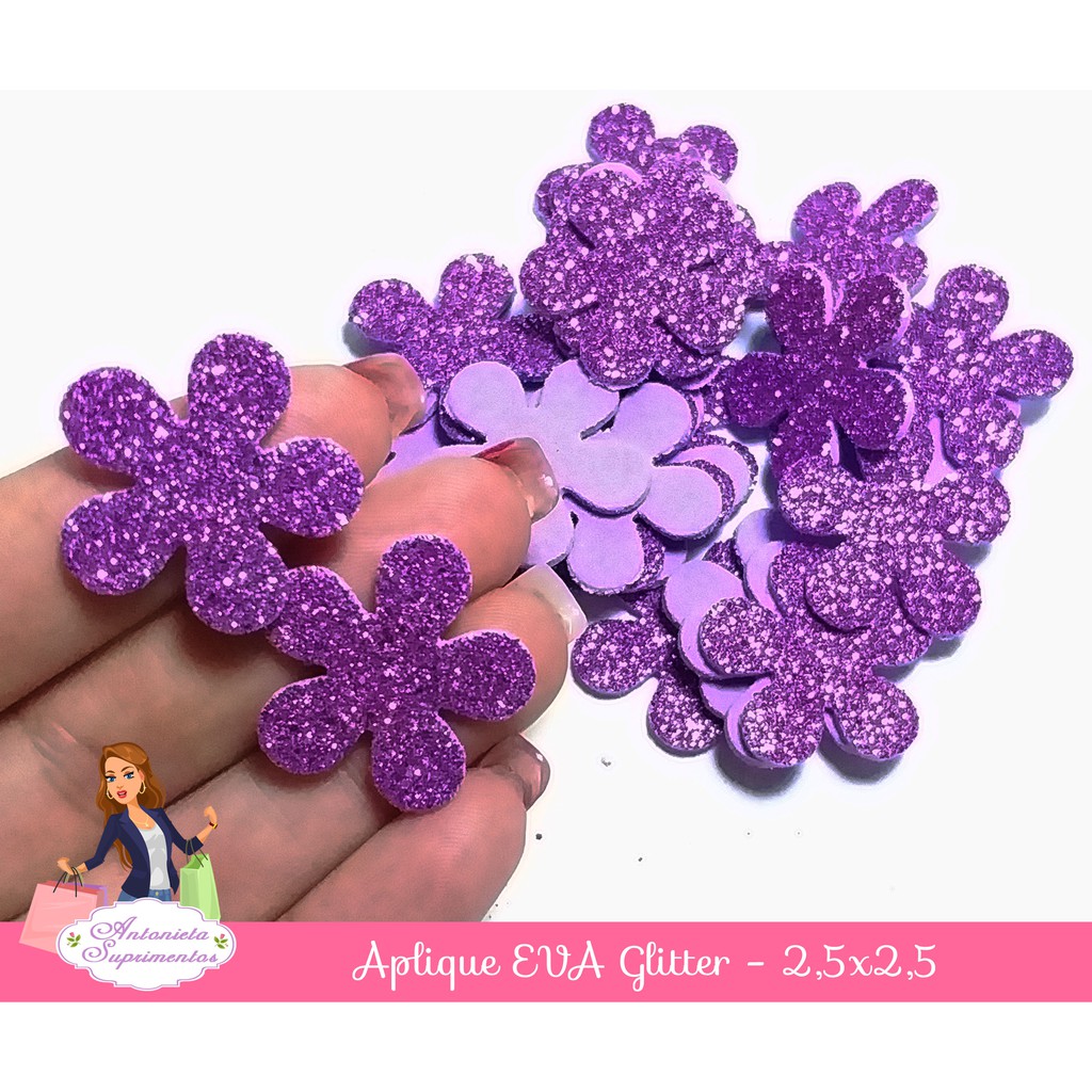50-apliques-flor-2-5-x-2-5cm-eva-glitter-artesanato-lembrancinha