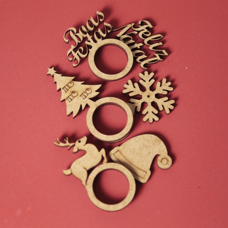 Argola Anel Porta Guardanapo Simples MDF Cru Diversos Natal, Feliz Natal, Boas Festas, Decoração, Artesanato.