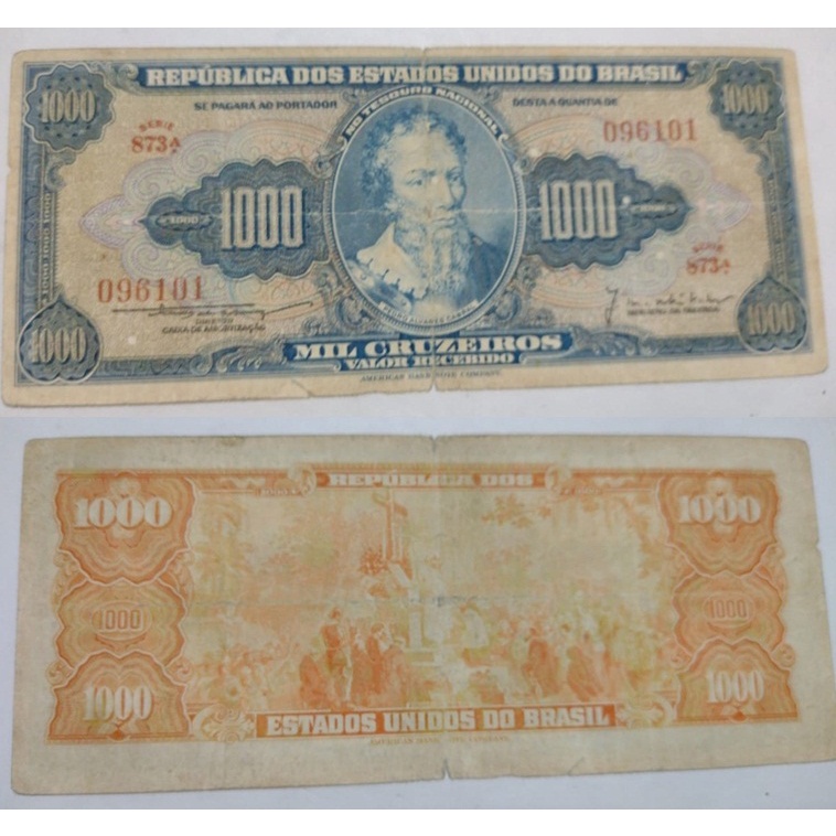 CEDULA DO BRASIL 1000 CRUZEIROS 1955 - C051 - MBC - Y3020