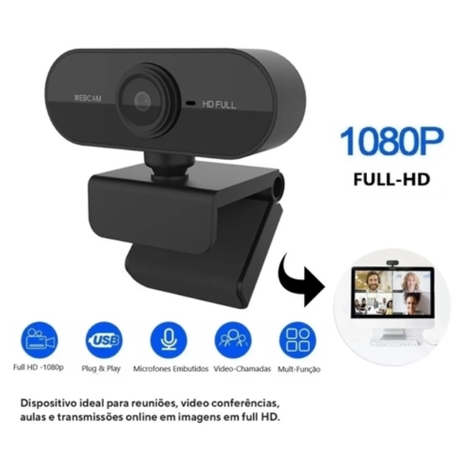 Full Hd 1080p Webcam Microfone Visão 360º Computador Câmera