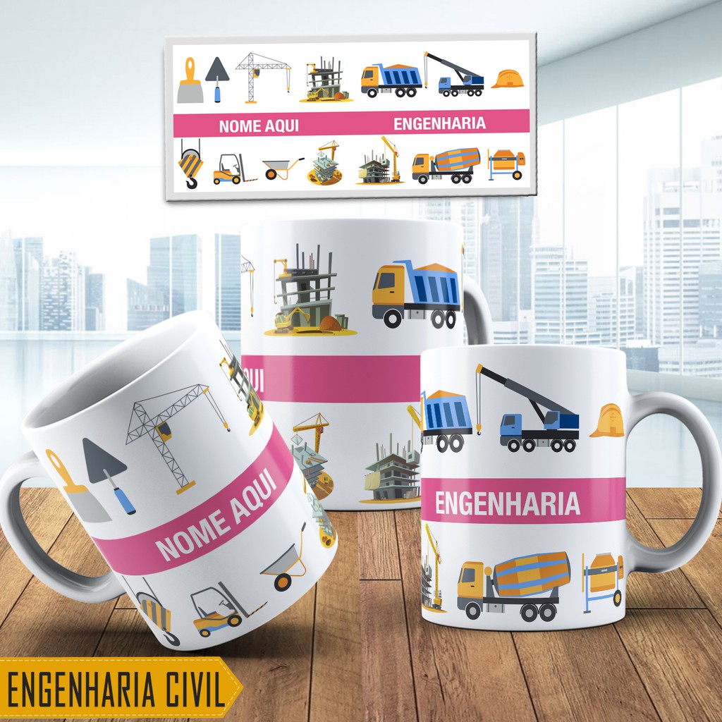 Caneca Profissões Engenharia Civil Personalizada