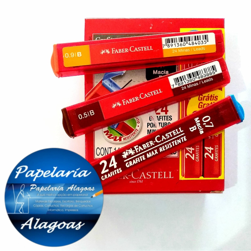Grafite p/ Lapiseira 0.5 / 0.7 / 0.9 Faber - Castell c/24 Grafites