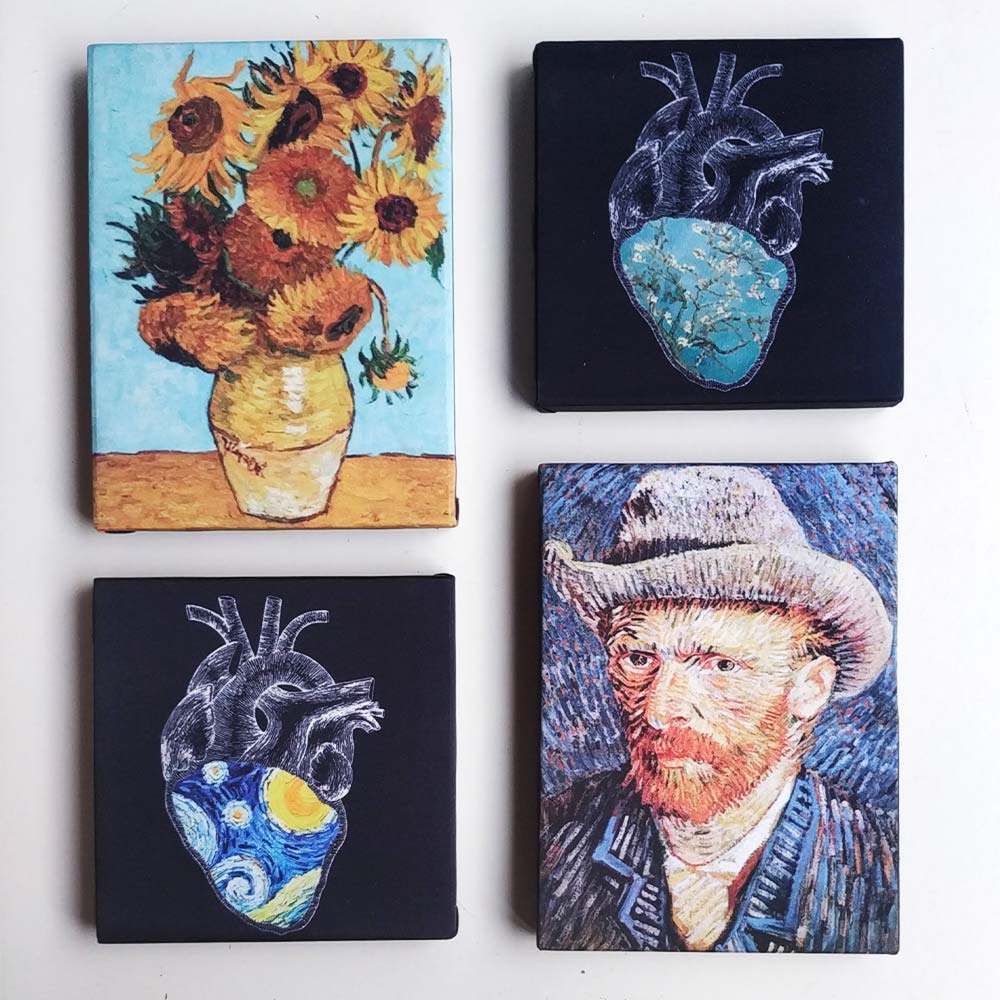 Kit quadro tela Van Gogh. Noite estrelada releitura, girassóis, auto retrato e amendoeira em flor. pronto para pendurar