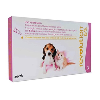 Antipulgas Revolution 6% Filhotes Caes E Gatos Ata 2,5kg C/3 Pipetas A Zoetis em Oferta na Shopee