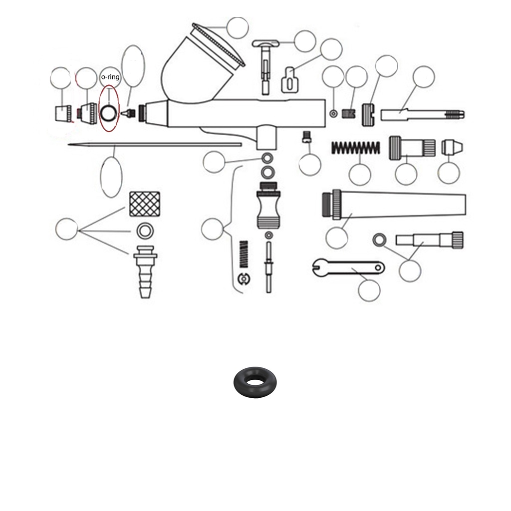 O-Ring Anel de Vedação do Bico Externo Para Aerógrafos ON60 Onetools