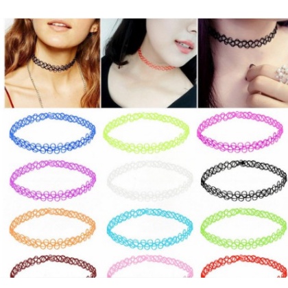 KIT Com 3 Unidade Choker tattoo gargantilha colar Tribal Tatuagem Unitário- preta /colorido aesthetic em Oferta na Shopee