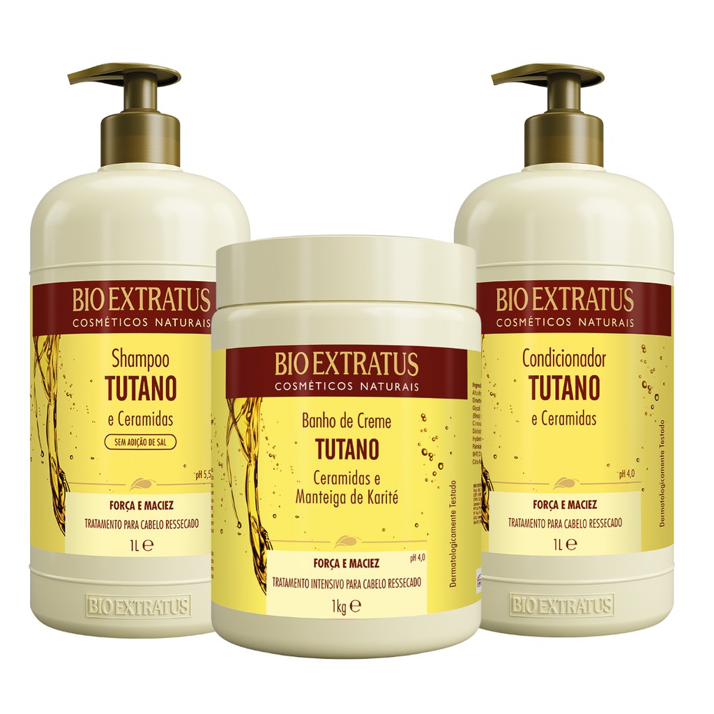 Kit Tutano Ceramidas Shampoo 1kg + Condicionador 1kg + Máscara 1kg - Bio Extratus