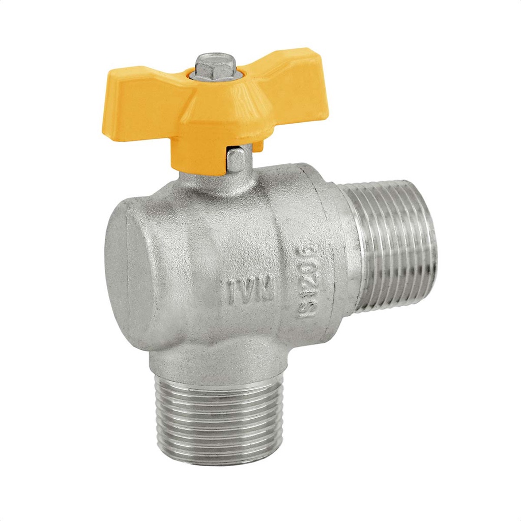 Registro Para Gás Esfera Angular 1/2 x 1/2 M x M IVM Italy Borboleta Válvula Esfera Passagem Total