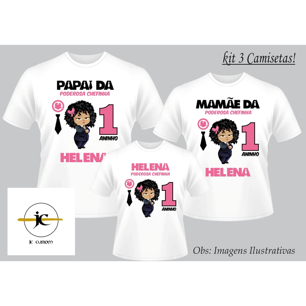 Kit 3 Camisetas Personalizadas Poderosa Chefinha Aniversário