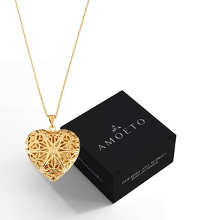 Colar Amoeto Relicário Aromaterapia Coração Semijoia Banhado A Ouro 18k