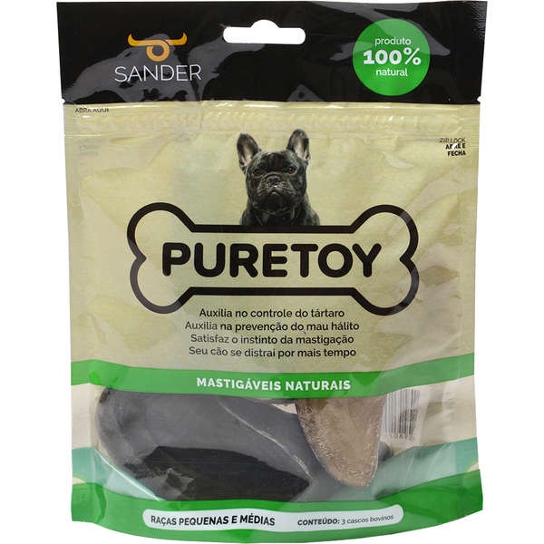 Petisco para Cães Casco Bovino Sander Puretoy 3 Unidades
