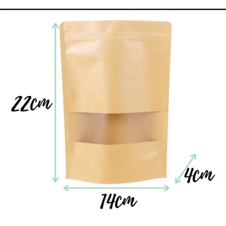 Saco Kraft Stand Up Pouch c/ Visor Zip Lock 14x22x4 c/ 50 unidades em Oferta na Shopee