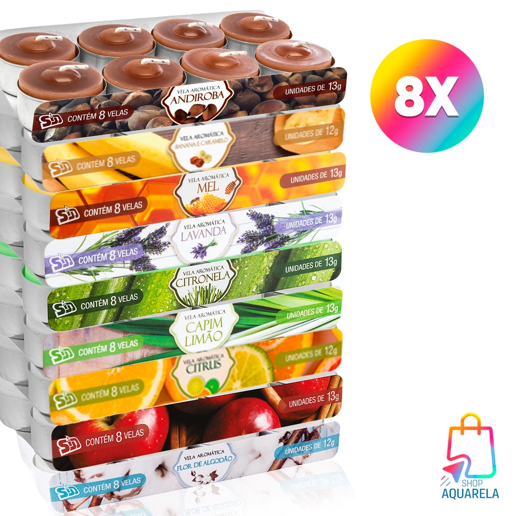 8 Velas Aromaticas Perfumadas Rechaud (com Suporte) - Home & Living