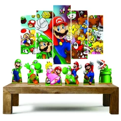Super Mario kit com 1 quadro mosaico + 6 totens de mesa em mdf decoração para festa