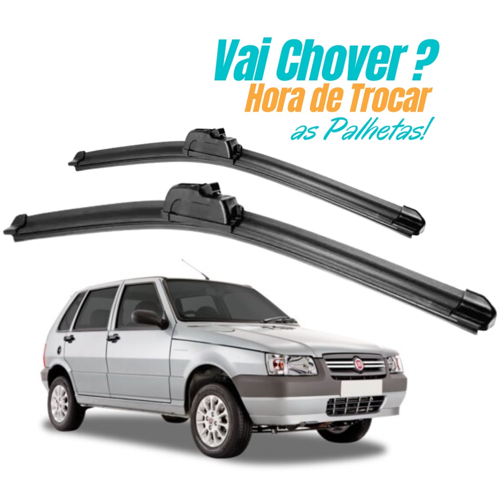 Kit Palheta Limpador Parabrisa Dianteiro + Traseiro Fiat Uno 1984 a 2013