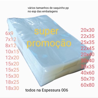 saco saquinho plástico cristal transparente pp 1kg 1000g vários tamanhos todos em estoque para envio rápido
