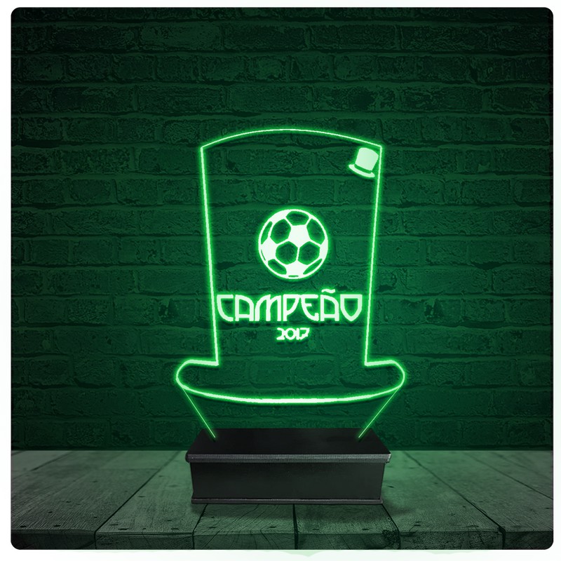 Luminária Abajur Acrílico Led - Troféu Personalizado Futebol