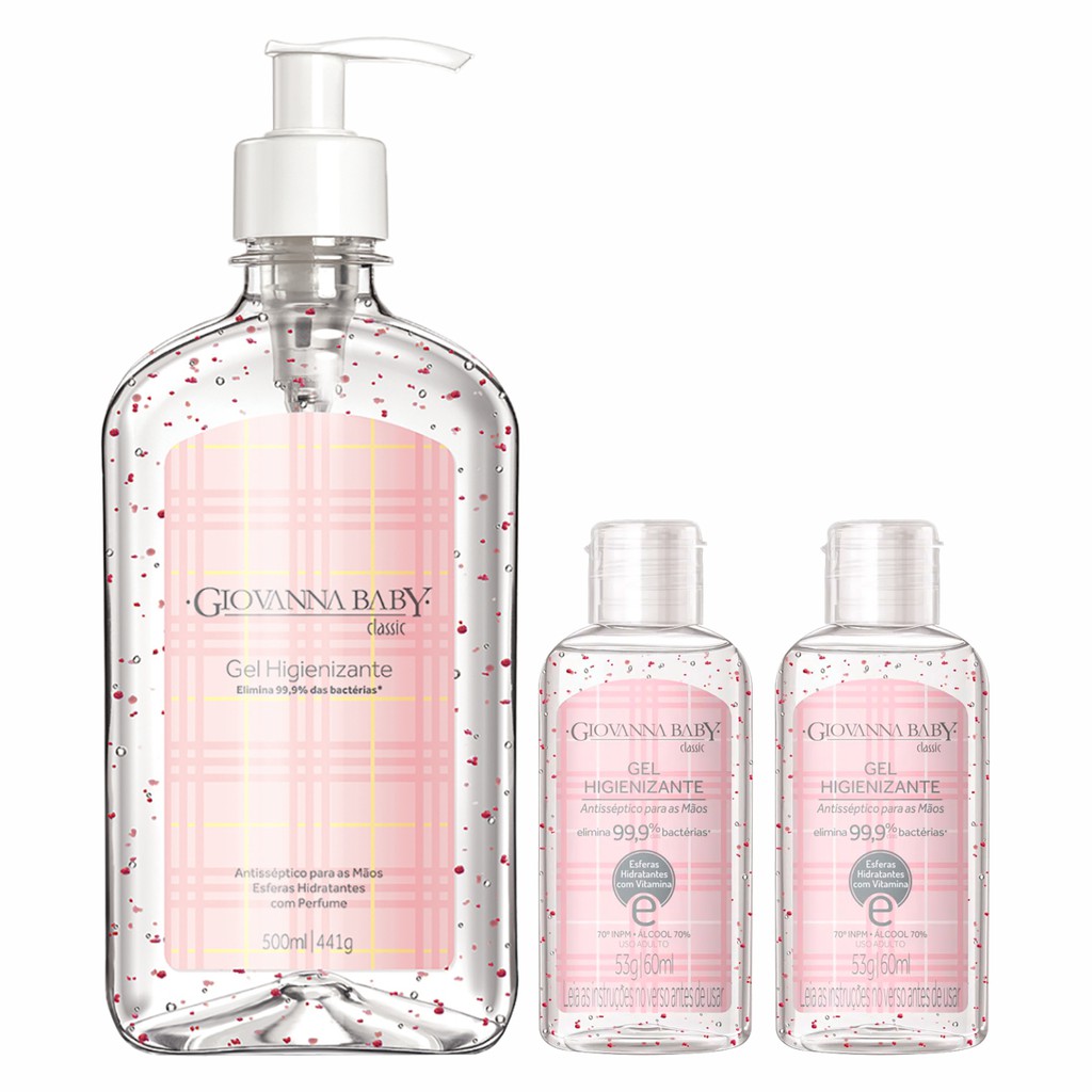 Kit Viagem Giovanna Baby Classic com 1 Frasco Grande 500ml + 2 Frascos de 60ml
