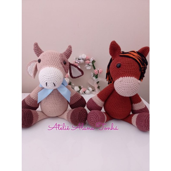 Boi e Cavalo amigurumi