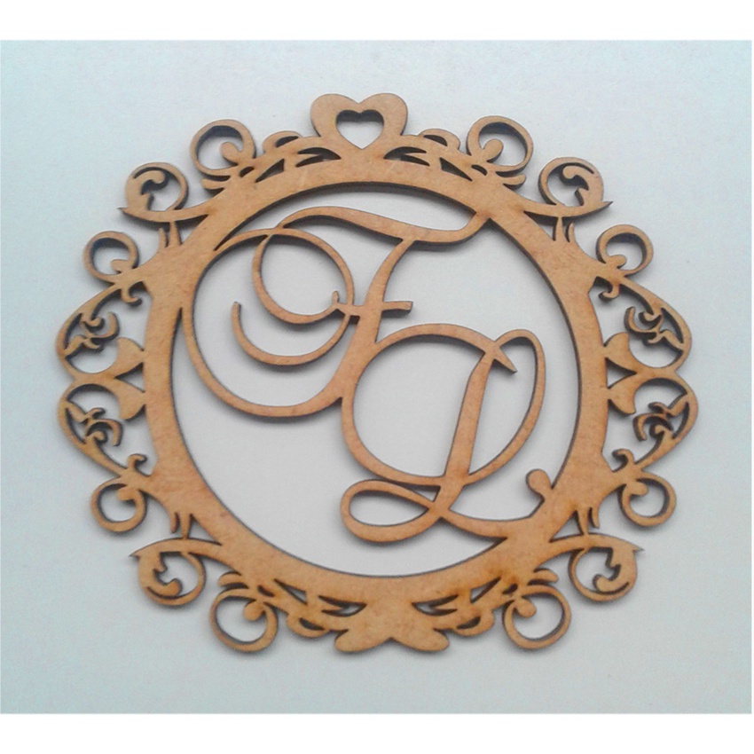 Brasão Iniciais em mdf para Painel Casamento 65cm B1