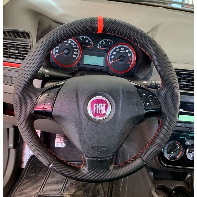 Capa costurar volante Fiat Punto com carbono