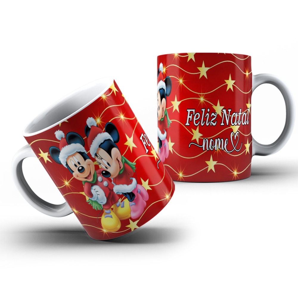 Caneca Personalizada Mickey Minnie Turma do Mickey Natal