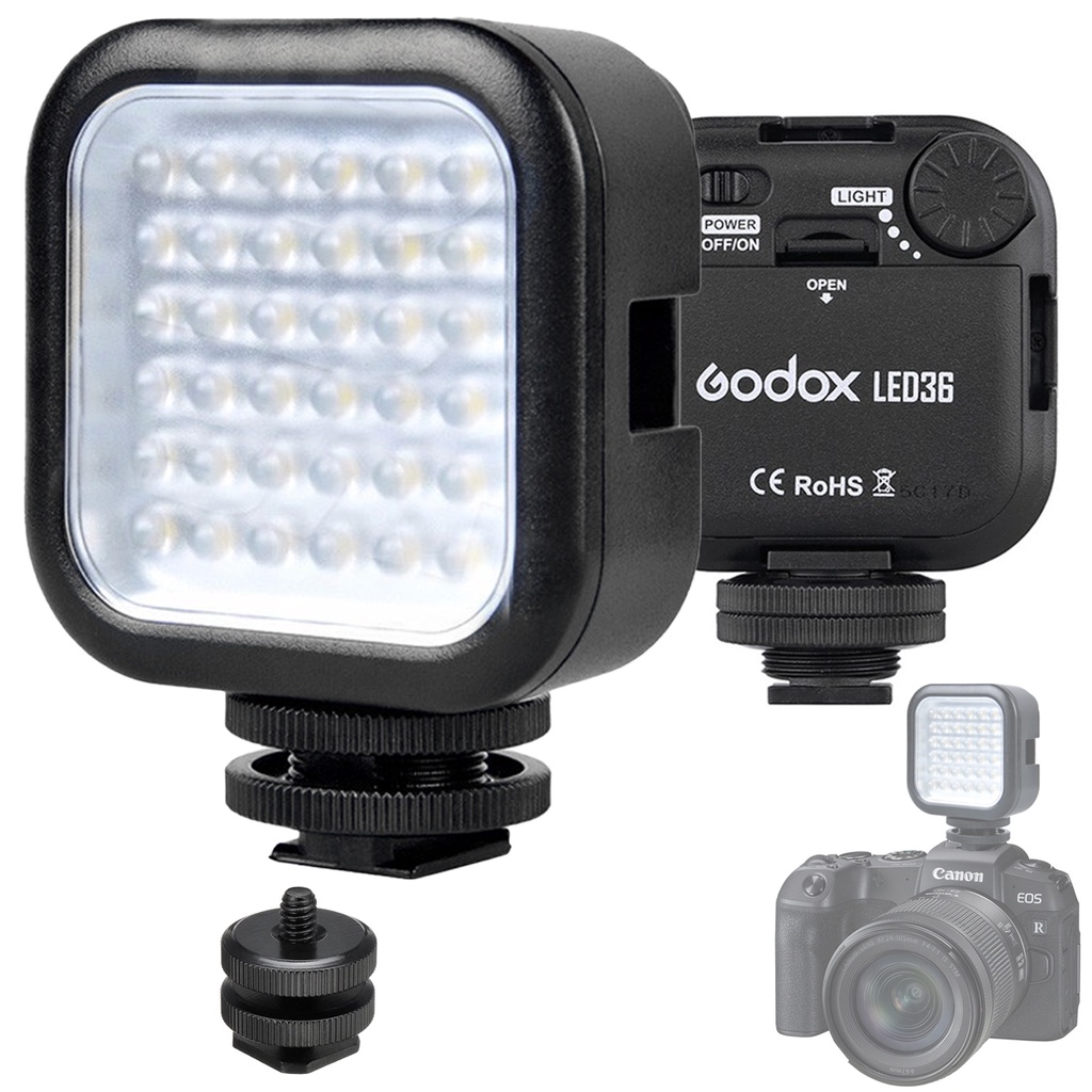 Iluminador Led Pequeno Godox 5500K Para Vídeos, Câmeras Mirrorless e Filmadoras - 36 Leds