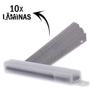 KIT 10 Lâmina de Estilete Estreito 9mm Aço Pacote Estojo com Para Carro em Oferta na Shopee