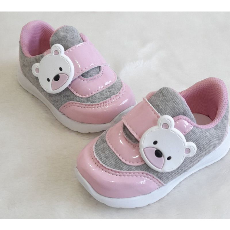 Tenis urso infantil menina rosa bebe presente