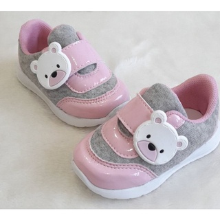 Tenis urso infantil menina rosa bebe presente
