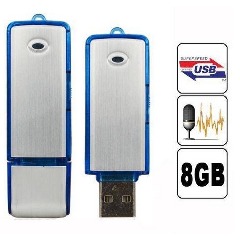 Micro Gravador De Voz Audio Espião Pendrive 8gb Usb Grava 15hrs