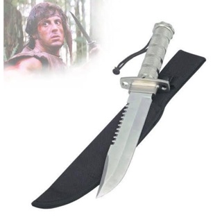 Faca Rambo Tática Militar Aço inox serrilhado kit sobrevivência + Bainha em Oferta na Shopee