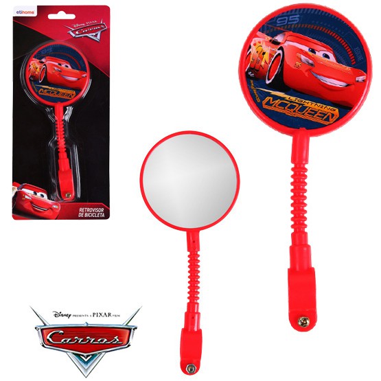 RETROVISOR PARA BICICLETA INFANTIL CARROS VERMELHO 17,5CM NA CARTELA