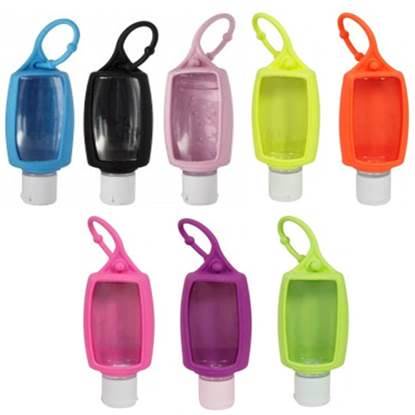 Chaveiro Frasco para Álcool Gel, Creme, Sabonete com Capinha Silicone Portátil colorido para Bolsas, Mochilas - 30ml