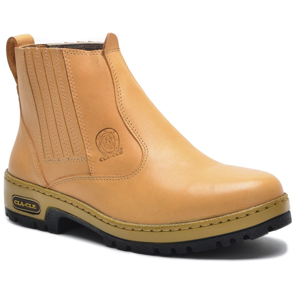 Botina Cauntry Cla-Cle em Couro com Sola de Borracha Bege