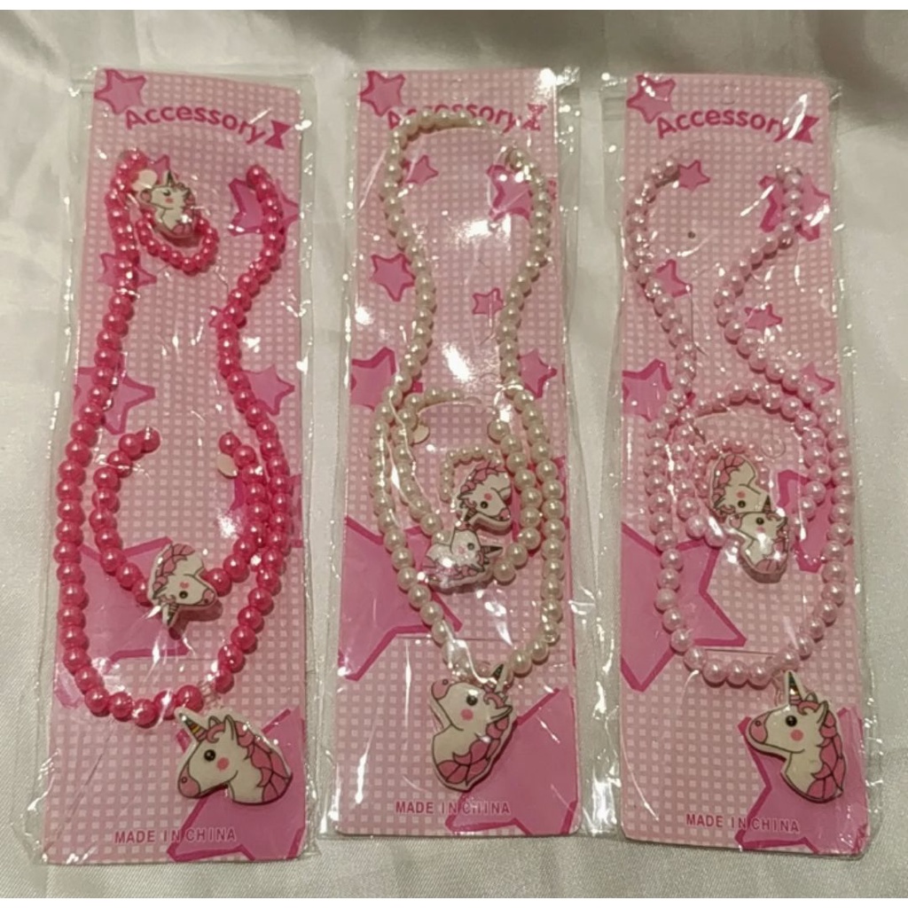 Colar Infantil Com Pingente /com perola/conjunto colar/pulseira/anel