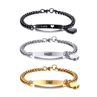 Vnox 【 Navio Vithin 48 Horas】 Pulseira De Identificação Personalizado Nome Pulseiras De Aço Inoxidável Para As Mulheres