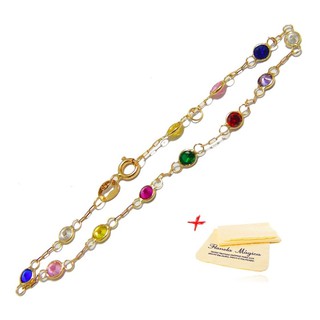 Pulseira De Ouro 18k Com Pedras Coloridas Zirconia Adulto +f