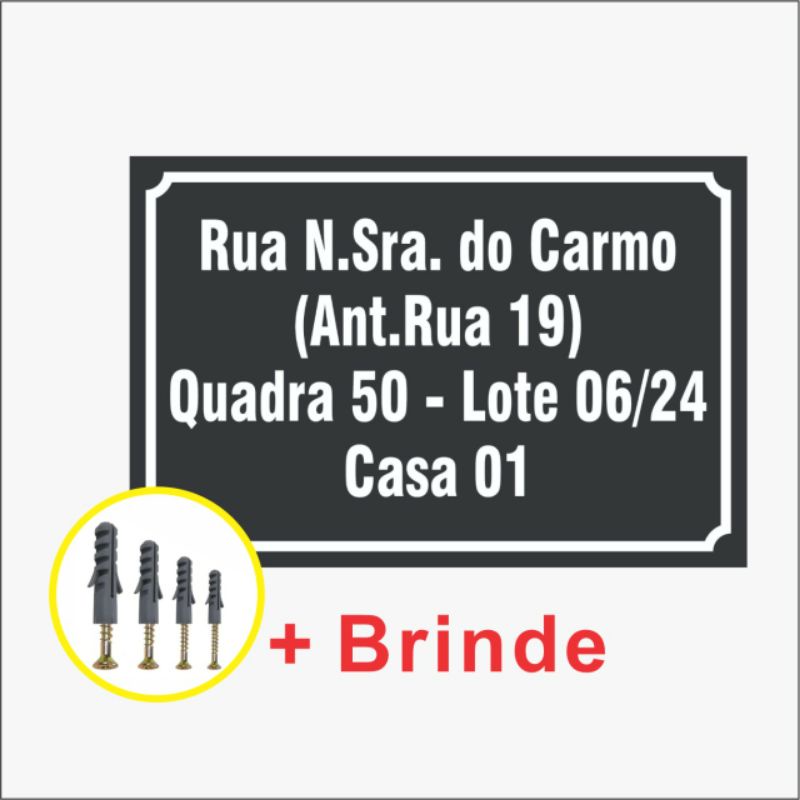 Placa Decorativa De Endereço Av rua CEP 40x25cm