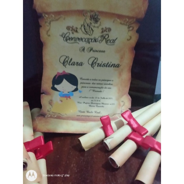 10 Convite papiro branca de neve cut