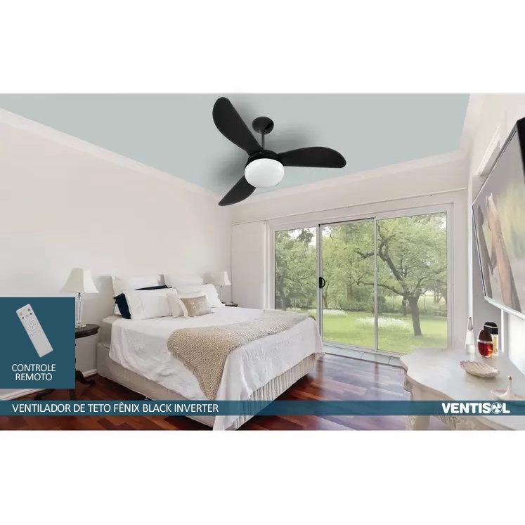 Ventilador de Teto Ventisol Fênix Black Inverter Controle Remoto, 6 Velocidades - Bivolt · foto 2