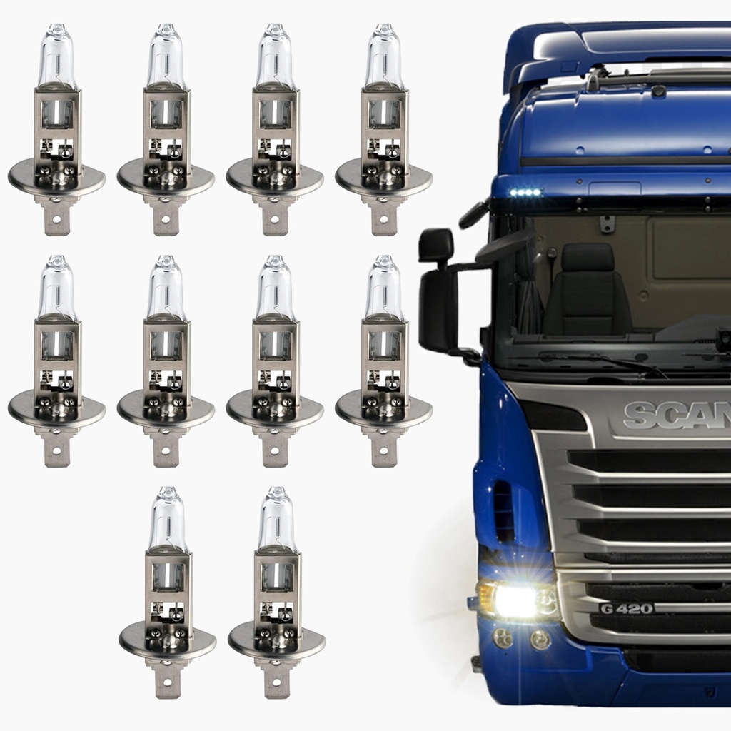 Kit com 10 Lâmpadas Automotiva Halógena H1 70w 24v P14.5s 4300K Para Farol de Caminhão em Oferta na Shopee