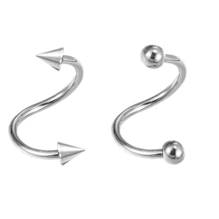 Kit 2 Piercings Twister Bolinha E Spike Para Orelha/hélix em Aço Cirúrgico