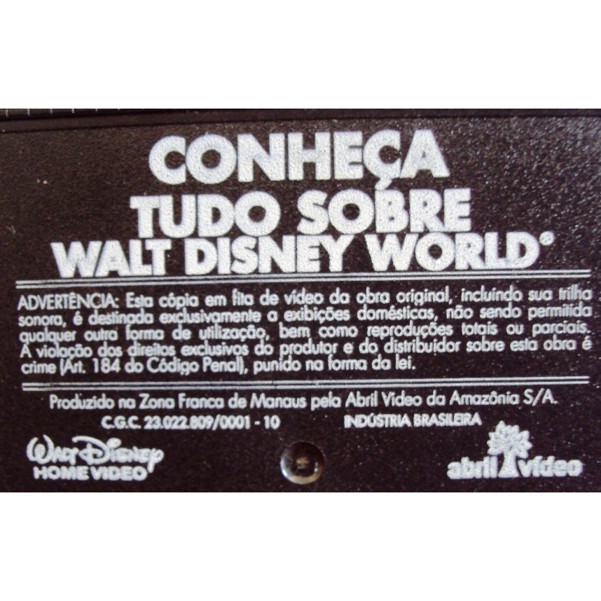 075 Fvc- Fita de VHS Original- Documentário- Conheça tudo Sobre Walt Disney World