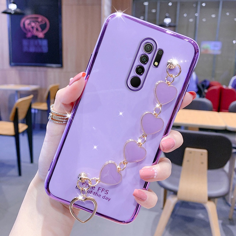 Capinha redmi 9 redmi 9A xiaomi redmi 9A Capa redmi 9 redmi 9A xiaomi redmi 9A Flexível De silicone Com Pulseira De Amor Para redmi 9 / 9A / mi 9A