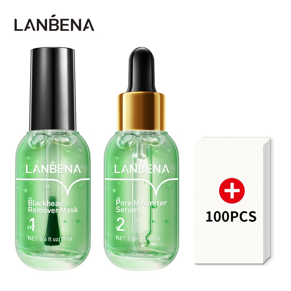 Máscara De Remoção De Cravos LANBENA (NO . 1) & Sérum De Poros , Minimalizer 2) , Acne Transparente E , Skincare 17ml/Pçs